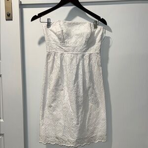 Shoshanna White Strapless Eyelet Dress